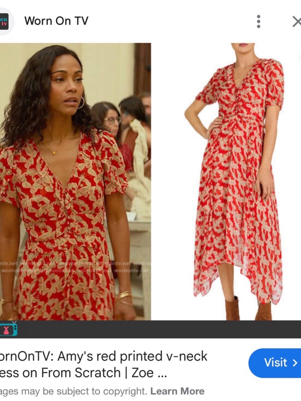 Kooples Red Paisley Volute Asymmetric Midi Dress Size 1 - Picture 2 of 10